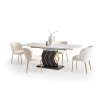 Jídelní rozkládací stůl VINCENZO - bílý mramor / černá / zlatá