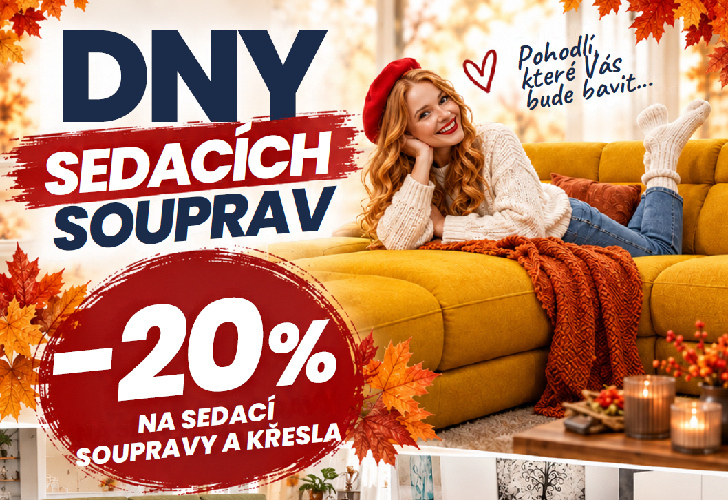 Dny sedacích souprav ve Vranovicích: 20% sleva na sedačky a křesla