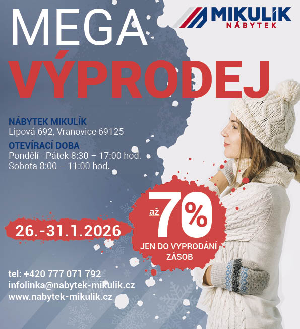 Mega výprodej na prodejně: 26.–31. 1. 2026 sleva až 70 %