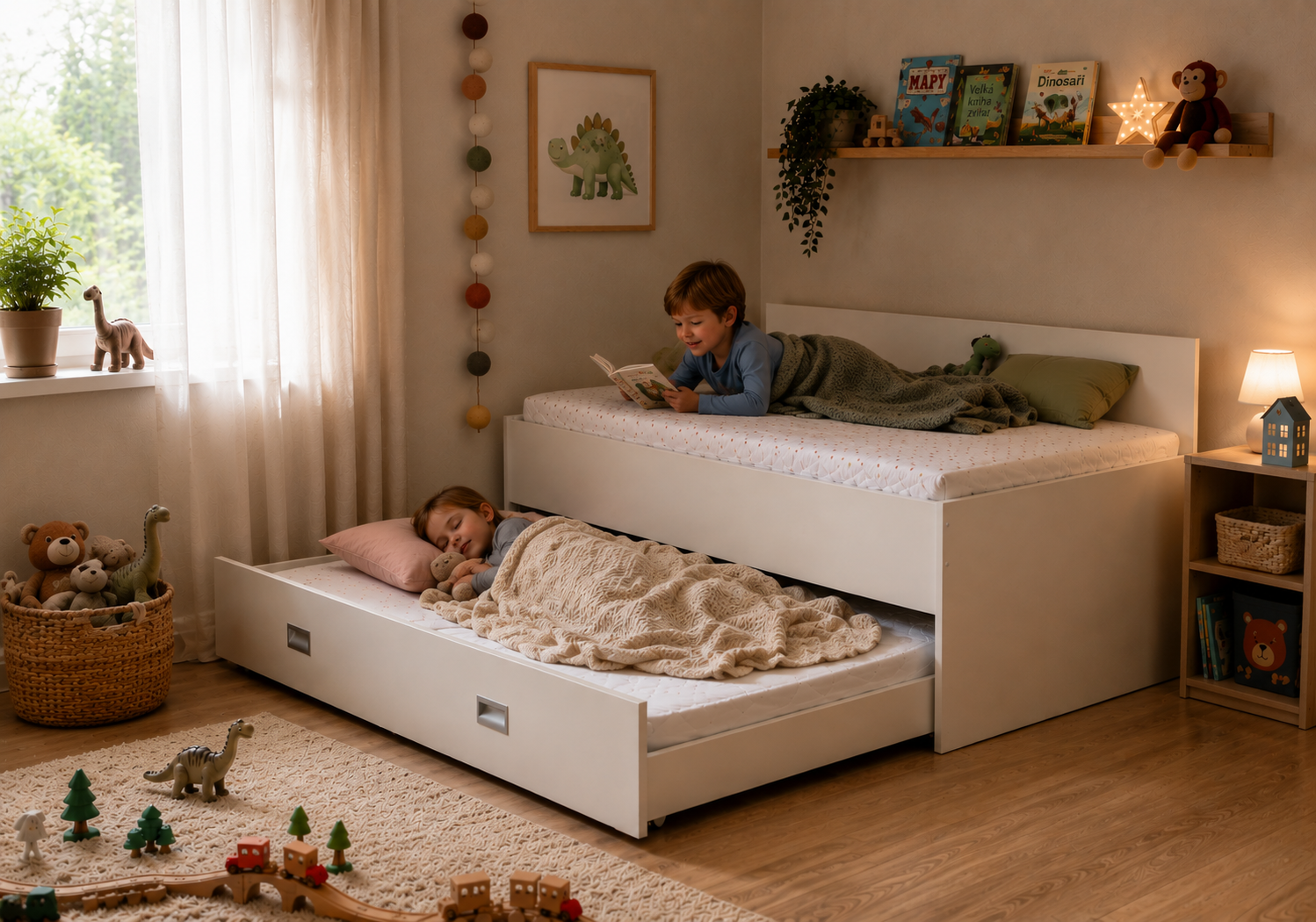 Postel DUO v útulném pokoji
