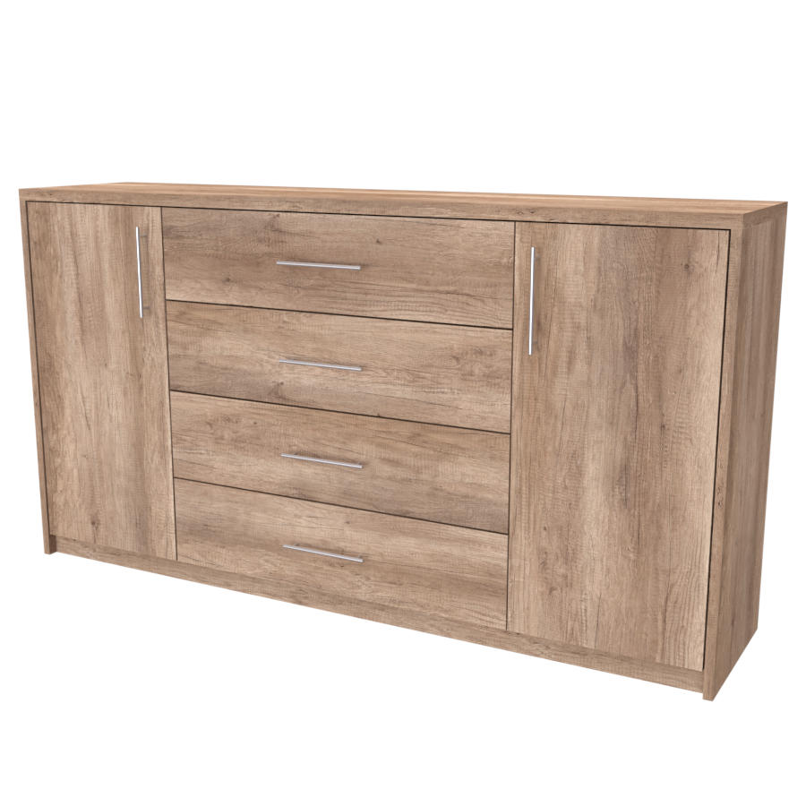 NÁBYTEK MIKULÍK s.r.o. AURA 3 - komoda, 160x86cm Šířka: 160cm, Hloubka: 43cm, Dekor: dub kansas