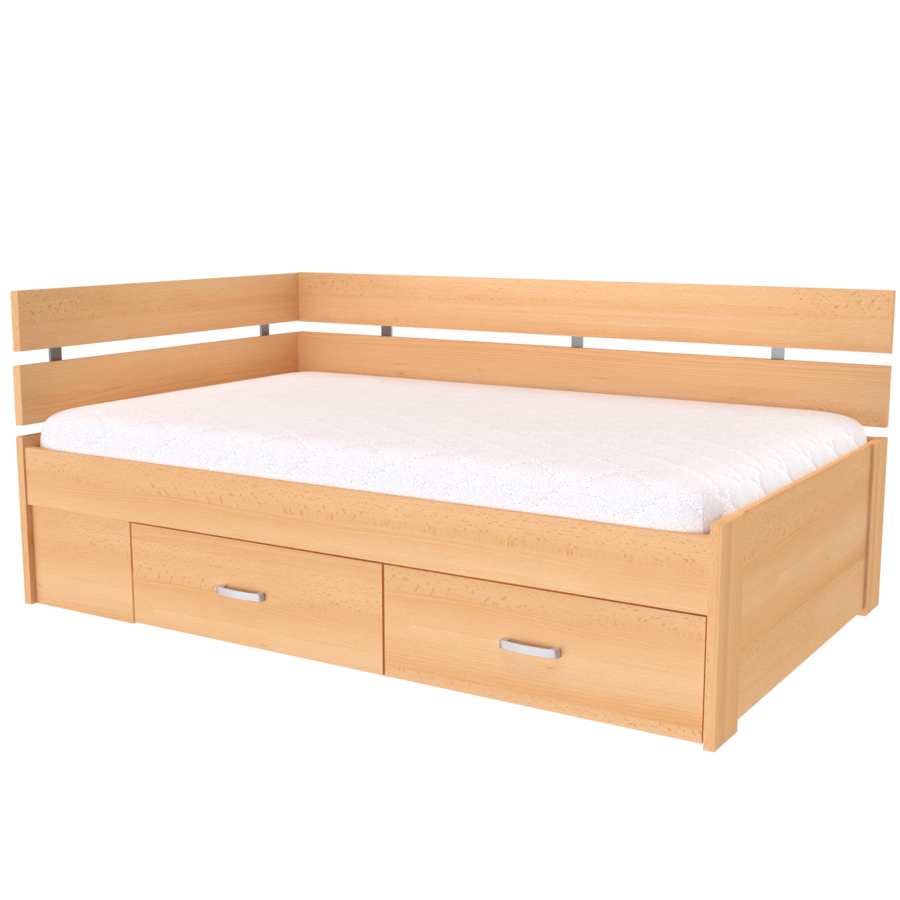 NÁBYTEK MIKULÍK s.r.o. AMÉLIE - postel s úložným prostorem rohová 140x200cm / 120x200cm Dekor: buk, Šířka pro matraci: 140cm, Úchytka: JONY