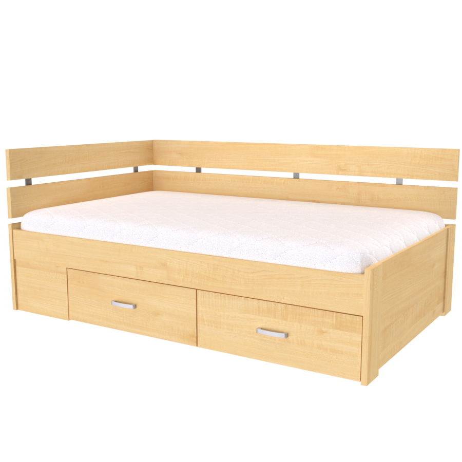 NÁBYTEK MIKULÍK s.r.o. AMÉLIE - postel s úložným prostorem rohová 140x200cm / 120x200cm Dekor: javor, Šířka pro matraci: 140cm, Úchytka: JONY