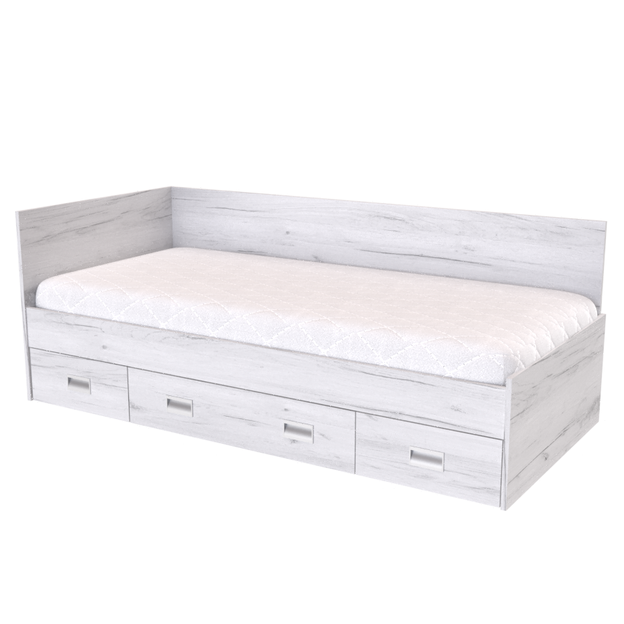 NÁBYTEK MIKULÍK s.r.o. PLUTO - postel s úložným prostorem, 90x200cm Dekor: dub bělený, Úchytka: STANDARD