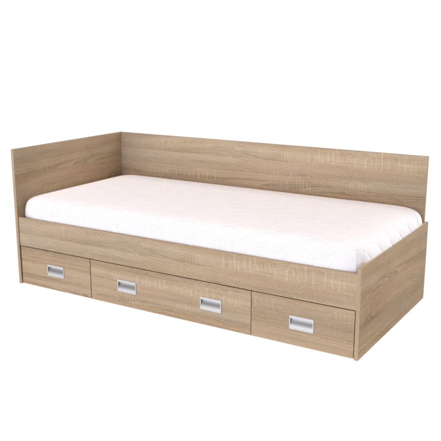 NÁBYTEK MIKULÍK s.r.o. PLUTO - postel s úložným prostorem, 90x200cm Dekor: dub natur, Úchytka: STANDARD