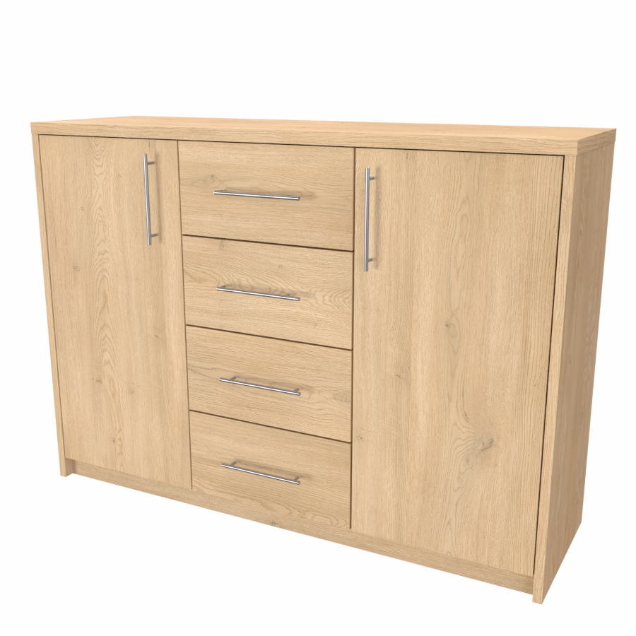 NÁBYTEK MIKULÍK s.r.o. AURA 2 - komoda, 120x86cm Šířka: 120cm, Hloubka: 43cm, Dekor: dub sametový