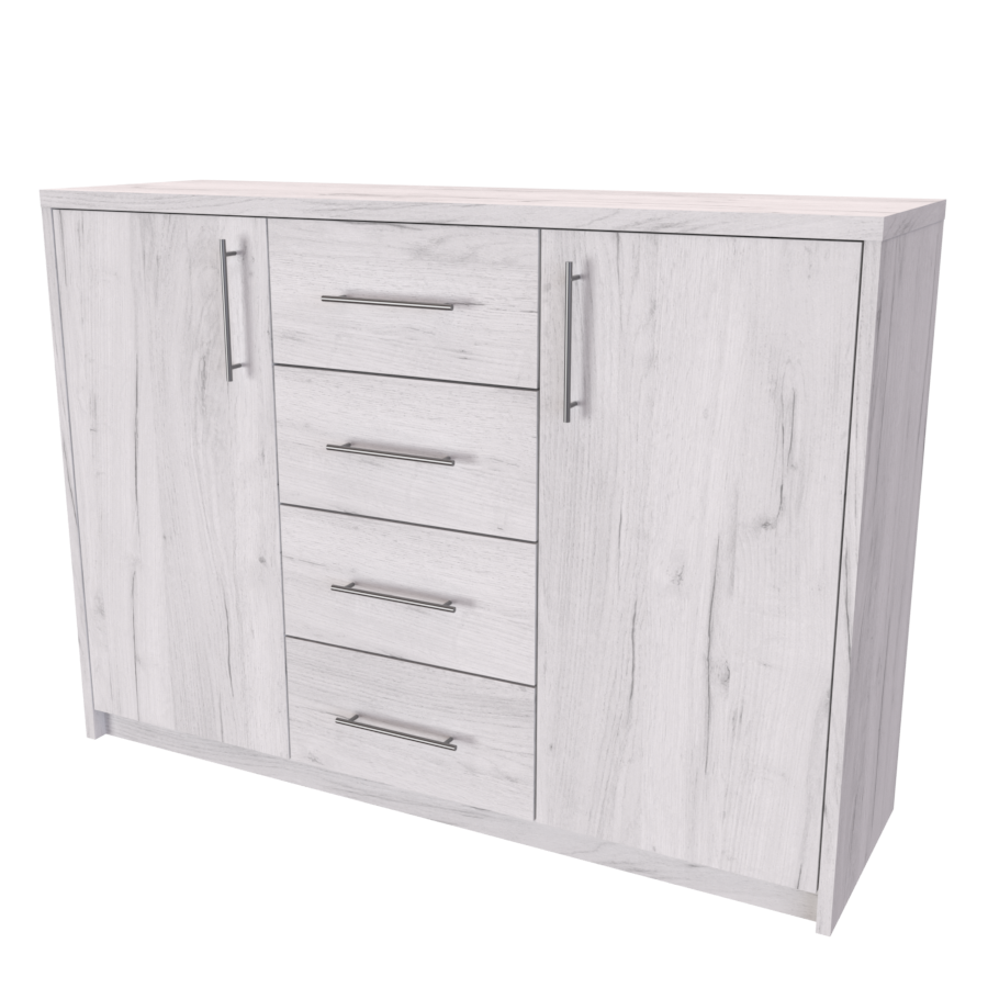NÁBYTEK MIKULÍK s.r.o. AURA 2 - komoda, 120x86cm Šířka: 120cm, Hloubka: 43cm, Dekor: dub bělený