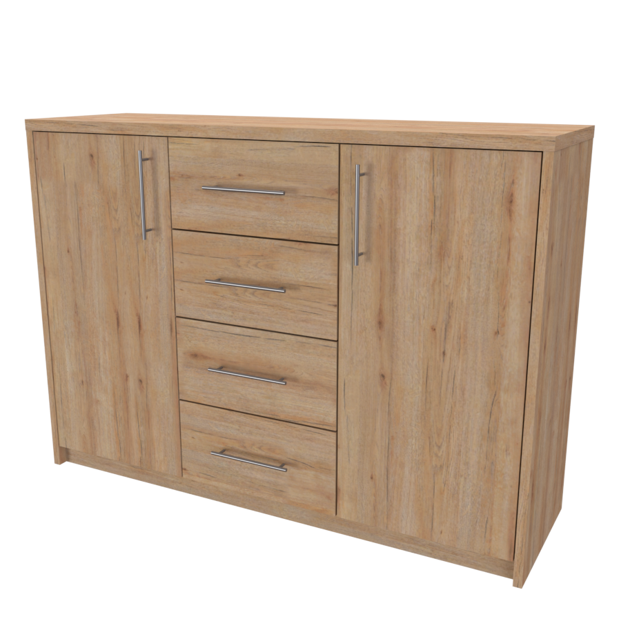 NÁBYTEK MIKULÍK s.r.o. AURA 2 - komoda, 120x86cm Šířka: 120cm, Hloubka: 43cm, Dekor: dub grande