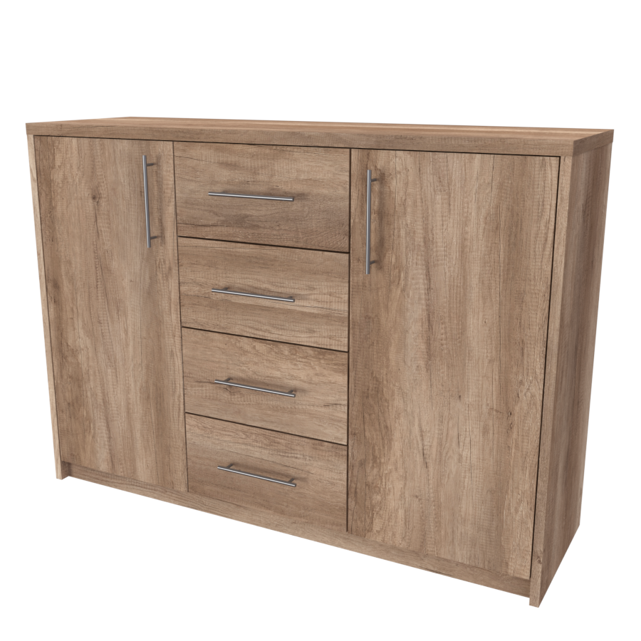 NÁBYTEK MIKULÍK s.r.o. AURA 2 - komoda, 120x86cm Šířka: 120cm, Hloubka: 43cm, Dekor: dub kansas