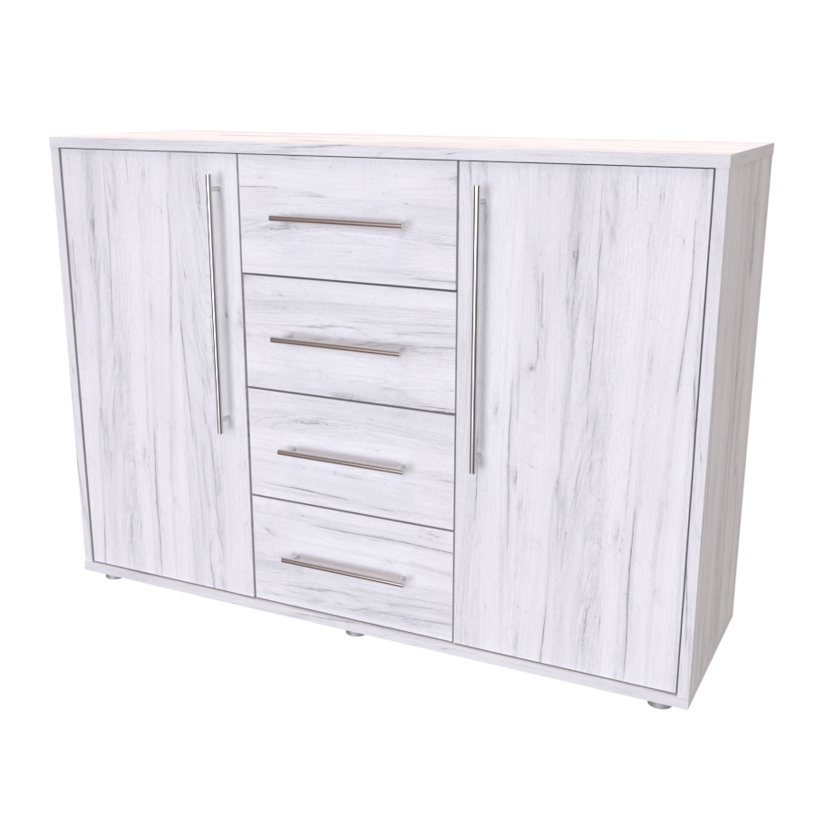 NÁBYTEK MIKULÍK s.r.o. ELITE M - komoda, 120x86x36/43cm Šířka: 120cm, Hloubka: 36cm, Dekor: dub bělený