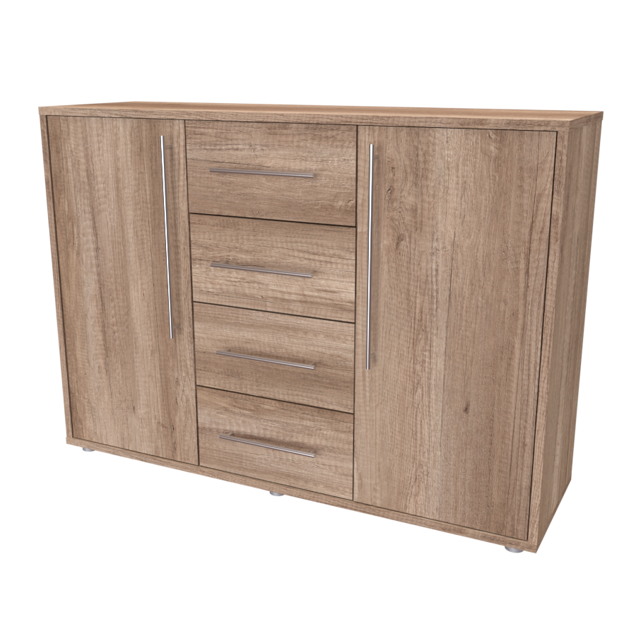 NÁBYTEK MIKULÍK s.r.o. ELITE M - komoda, 120x86x36/43cm Šířka: 120cm, Hloubka: 36cm, Dekor: dub kansas