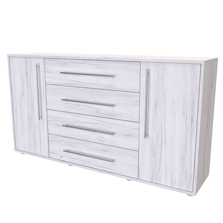 NÁBYTEK MIKULÍK s.r.o. ELITE L - komoda, 160x86x36/43cm Šířka: 160cm, Hloubka: 36cm, Dekor: dub bělený