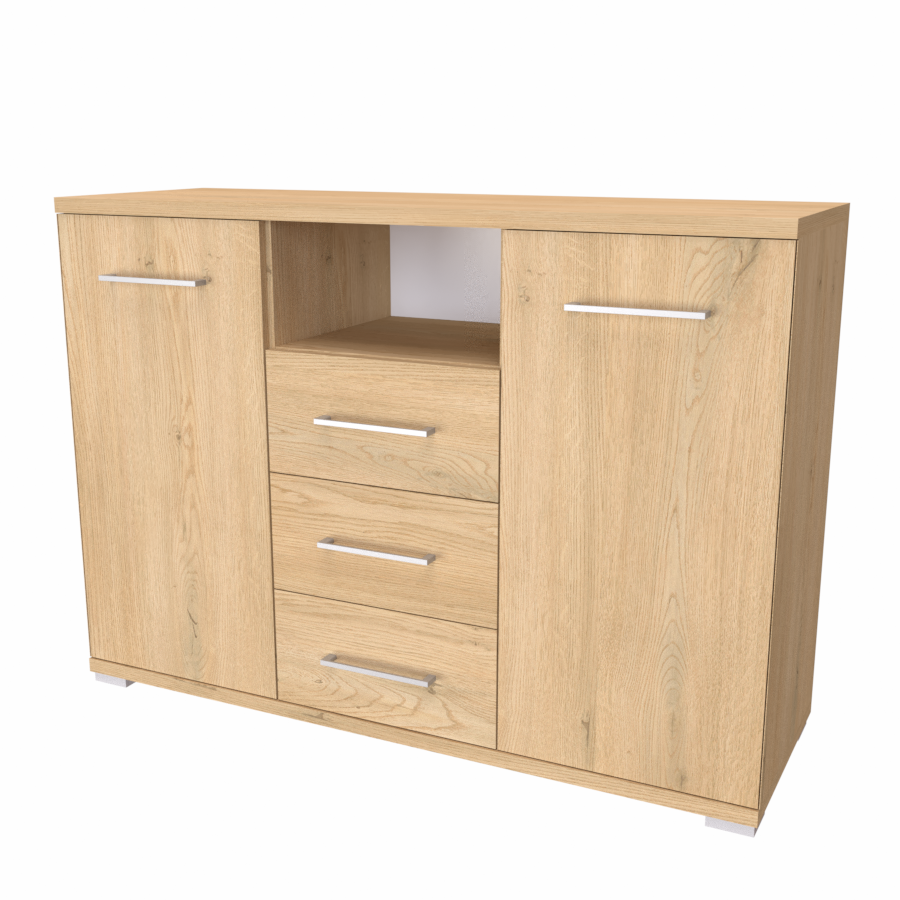 NÁBYTEK MIKULÍK s.r.o. AIDA MN - komoda se skříňkami, zásuvkami a poličkou, 120x86cm Šířka: 120cm, Dekor: dub sametový