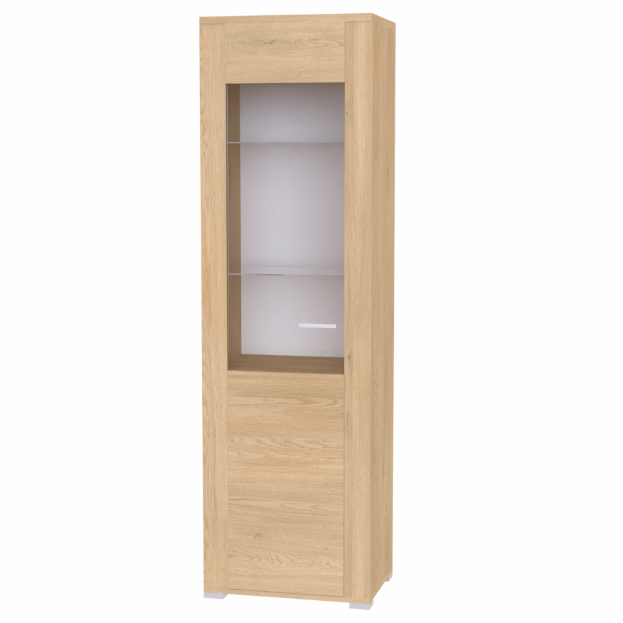 NÁBYTEK MIKULÍK s.r.o. ADEL 1 - úzká prosklená skříň, 59x42.5x200cm Dekor: dub sametový