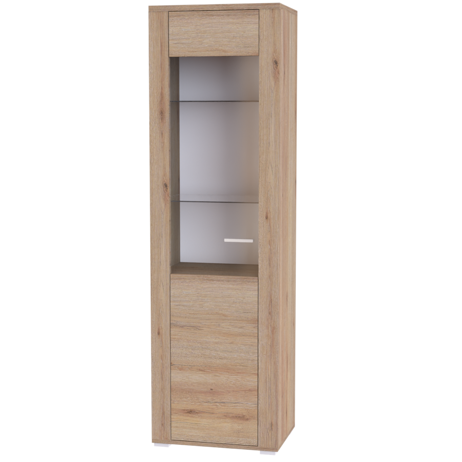 NÁBYTEK MIKULÍK s.r.o. ADEL 1 - úzká prosklená skříň, 59x42.5x200cm Dekor: dub grande