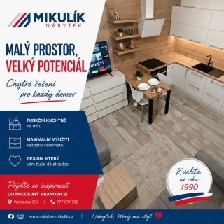 🏡 Malý prostor není překážka. Je to výzva, kterou rádi proměníme v dokonalé bydlení. ✨ V Nábytku Mikulík navrhujeme a...