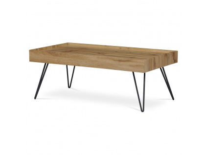 Konferenční stolek 110x60x42 cm, deska MDF, 3D dekor divoký dub, kov - černý mat - AHG-266 OAK