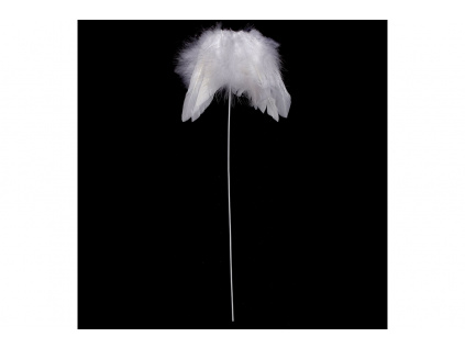 Andělská křídla z peří -zápich, barva bílá, baleno 12 ks,cena za 1ks - AK6105-WH