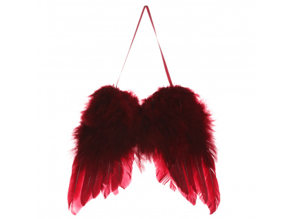 Andělská křídla z peří , barva červená, baleno 6 ks. Cena za 1 ks AK6110-RED