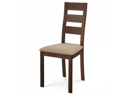 Jídelní židle masiv buk, barva ořech, látkový béžový potah - BC-2603 WAL