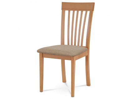 Jídelní židle, masiv buk, barva buk, látkový béžový potah - BC-3950 BUK3