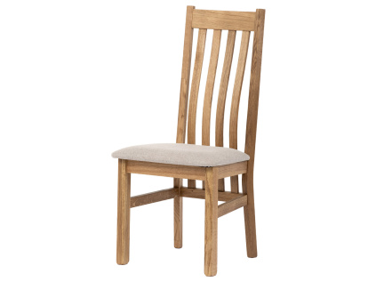 Dřevěná jídelní židle, potah krémově béžová látka, masiv dub, přírodní odstín - C-2100 CRM2