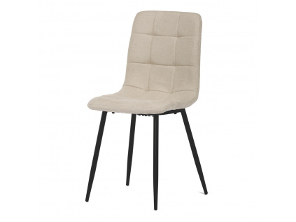 Jídelní židle, potah krémová látka, kovová čtyřnohá podnož, černý mat - CT-281 CRM2