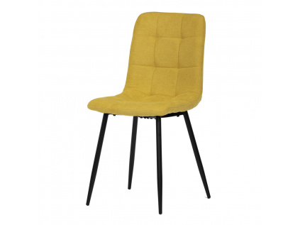 Jídelní židle, potah žlutá látka, kovová čtyřnohá podnož, černý mat - CT-281 YEL2