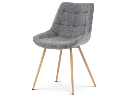 Jídelní židle, potah šedá látka, kovové nohy, 3D dekor dub - CT-394 GREY2