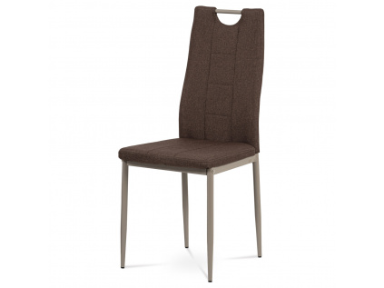 Jídelní židle, hnědá látka, kov cappuccino lesk - DCL-393 BR2