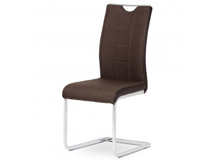 Jídelní židle chrom / hnědá látka + hnědá koženka - DCL-410 BR2