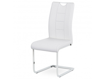 Jídelní židle bílá koženka / chrom - DCL-411 WT