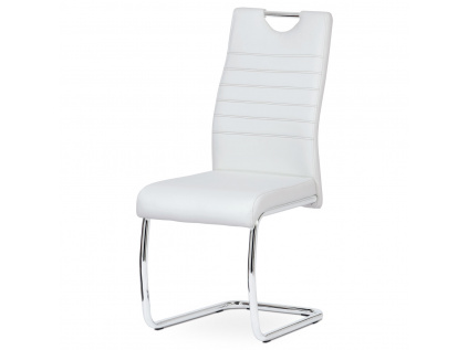 Jídelní židle koženka bílá / chrom - DCL-418 WT