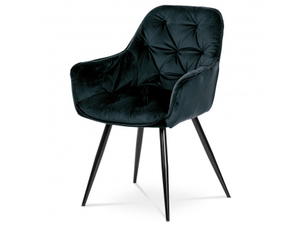 Jídelní židle, potah modročerná sametová látka, kovová 4nohá podnož, černý lak - DCH-421 BK4