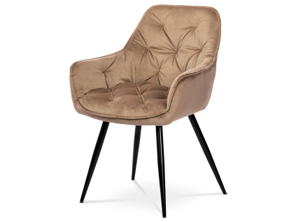 Jídelní židle, potah cappuc sametová látka, kovová 4nohá podnož, černý lak - DCH-421 CAP4