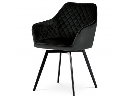 Jídelní židle, potah černá sametová látka, kovové nohy, černý matný lak - DCH-425 BK4