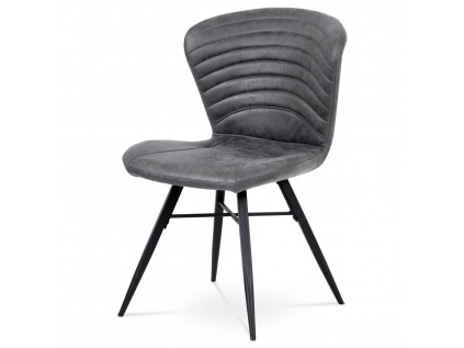 Jídelní židle, šedá látka vintage, kov černý mat - HC-442 GREY3