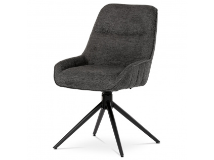Židle jídelní a konferenční, tmavě šedá látka, černé kovové nohy,  otočná P90°+ L 90° s vratným mechanismem - funkce res - HC-535 GREY2