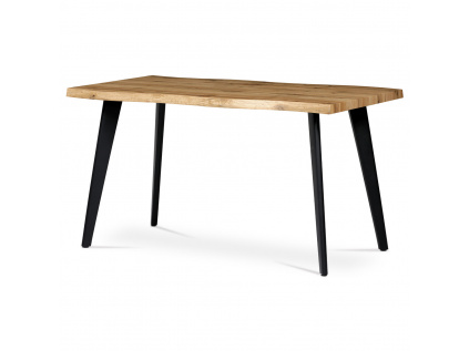 Jídelní stůl, 140x80x75 cm, MDF deska, 3D dekor divoký dub, kov, černý lak - HT-840 OAK