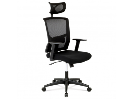 Kancelářská židle s podhlavníkem, potah černá látka a síťovina mesh, houpací mec - KA-B1013 BK