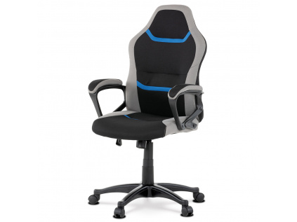 Kancelářská a herní židle, potah modrá, šedá a černá látka, houpací mechanismus - KA-L611 BLUE