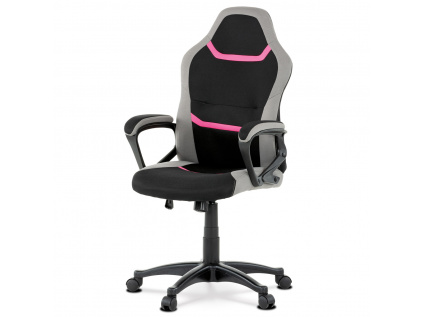 Kancelářská a herní židle, potah růžová, šedá a černá látka, houpací mechanismus - KA-L611 PINK