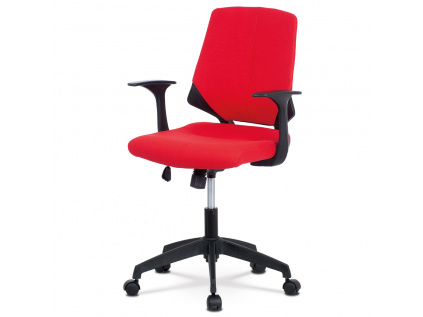 Juniorská kancelářská židle, potah červená látka, černý plast, houpací mechanism - KA-R204 RED