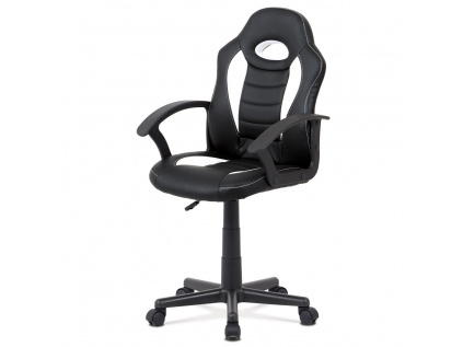Kancelářská židle, bílá-černá ekokůže, výšk. nast., kříž plast černý - KA-V107 WT