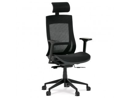 Kancelářská židle, černá látka, plastový kříž, výškově stavitelné  područky, kolečka pro tvrdé podlahy - KA-W002 BK