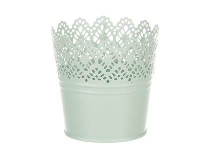 Obal kovový, krajkový okraj, zelená barva KK087 GRN