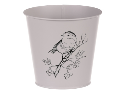 Obal kovový, šedivá barva s ptáčkem KK118 GREY