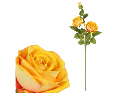 Růže, 3 hlavy, barva žlutá. Samet KN6161 YEL