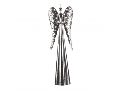 Anděl kovový, na čajovou/LED svíčku, stříbrná barva KOA8623 SIL