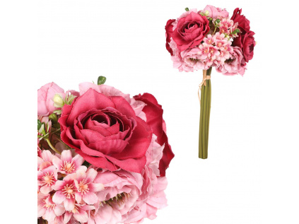 Růže a čemeřice v pugetu, fialová barva KUM3432 LILA